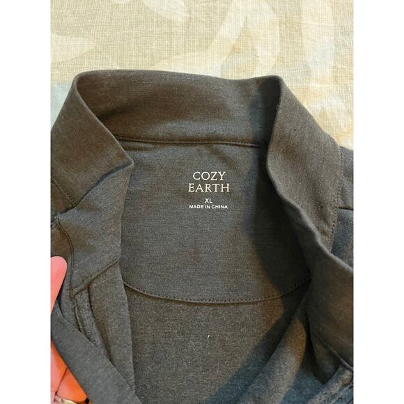 Cozy earth gray 1/4 zip pullover pockets men’s X-Large - Picture 3 of 10
